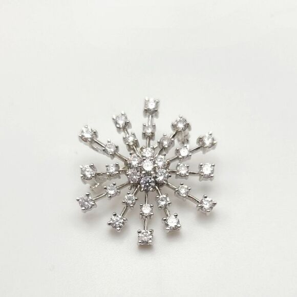 Sterling Silver Brooch Pin with clear stones possible CZ - Picture 1 of 5
